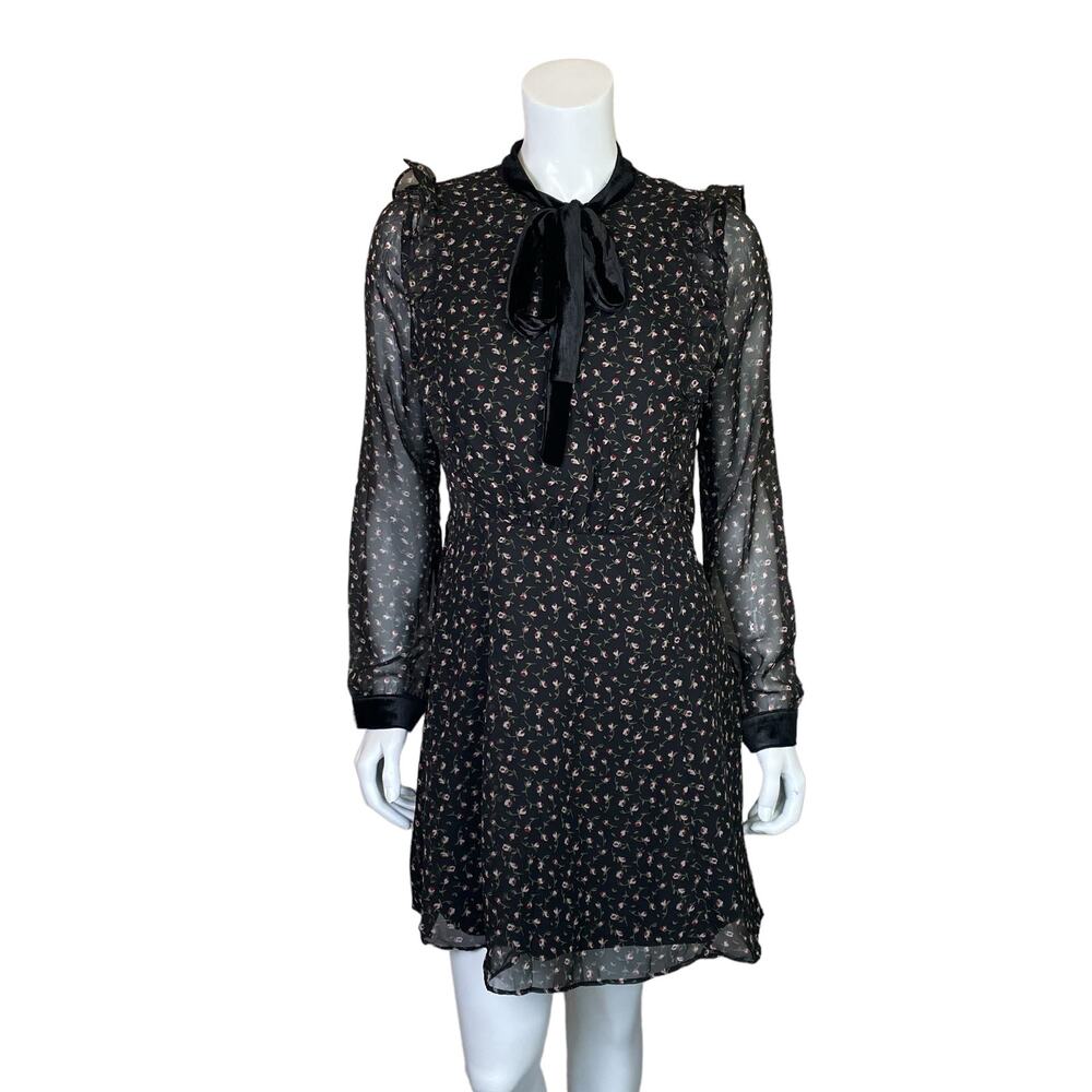 Lush | Women's Black/Floral Print Sheer Side/Sleeve Dress with Tags | Size: L